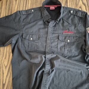 Indian Motorcycles Black Casual Button Down Shirt